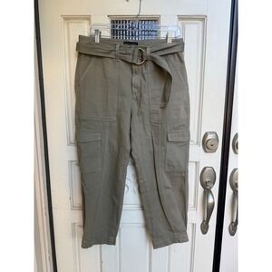 Banana Republic Petite Olive Green Cropped Belted Utility‎ Cargo Pants Size 6P